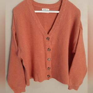 Burnt orange coral button cardigan